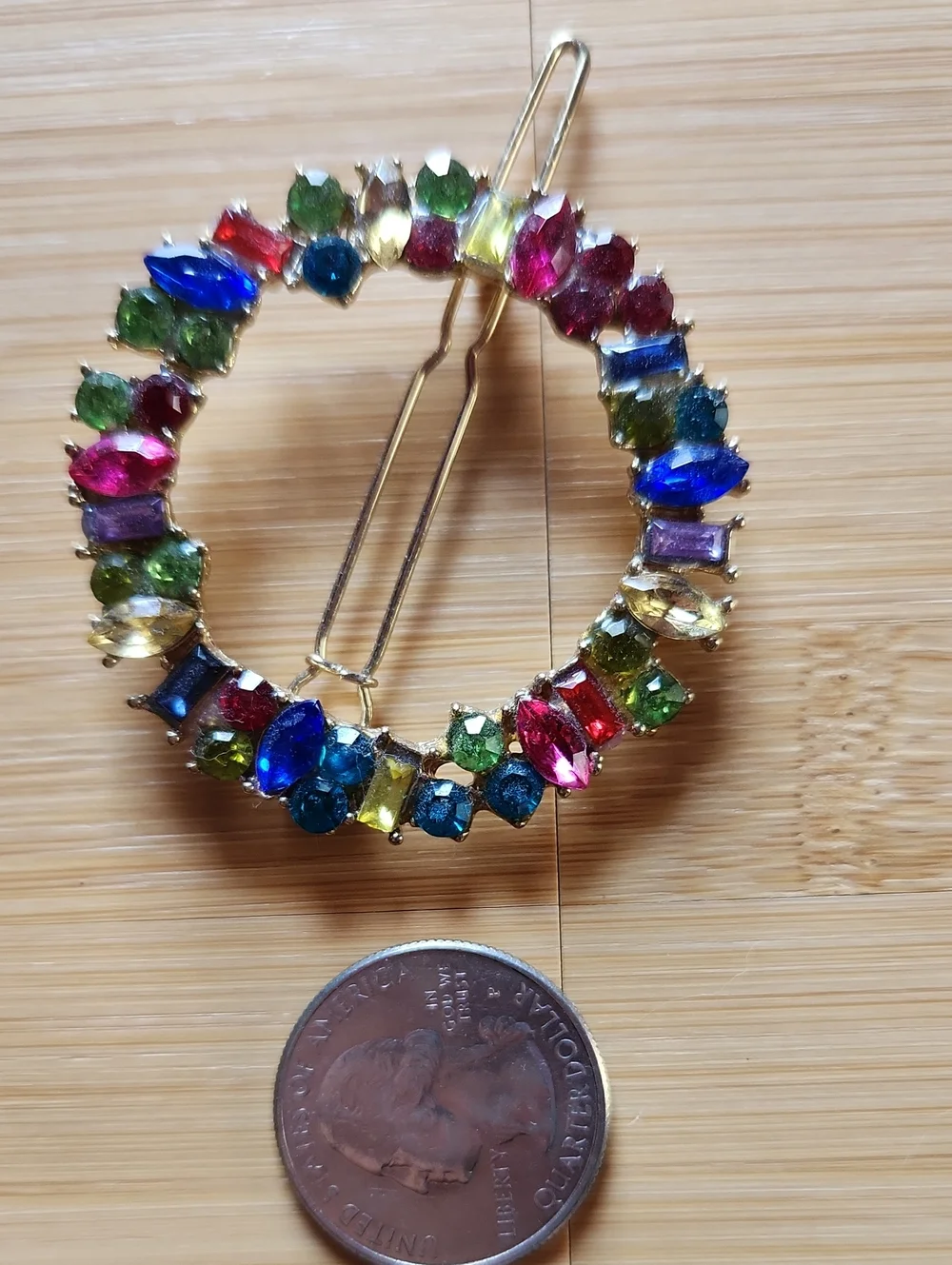 Multicolor Crystal Circle Hair Pin - Women Jewelry *A8